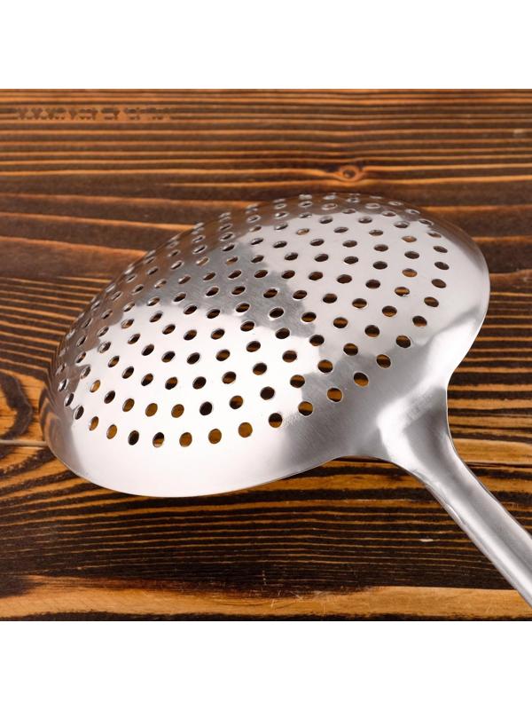 Шумовка для казана узбекская 48см, диаметр 17см, с деревянной ручкой