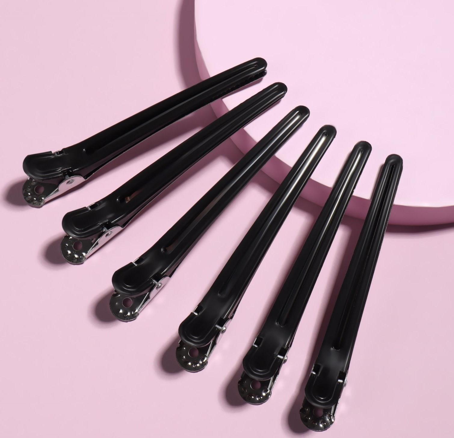 Набор зажимов для волос, 10 см, 6 шт, цвет чёрный