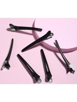 Набор зажимов для волос, 10 см, 6 шт, цвет чёрный