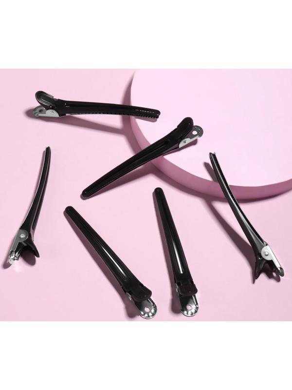 Набор зажимов для волос, 10 см, 6 шт, цвет чёрный