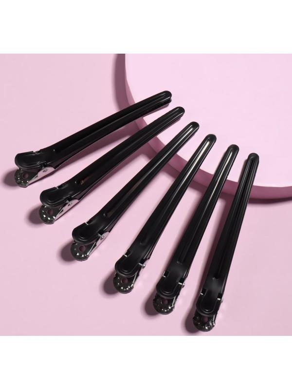Набор зажимов для волос, 10 см, 6 шт, цвет чёрный