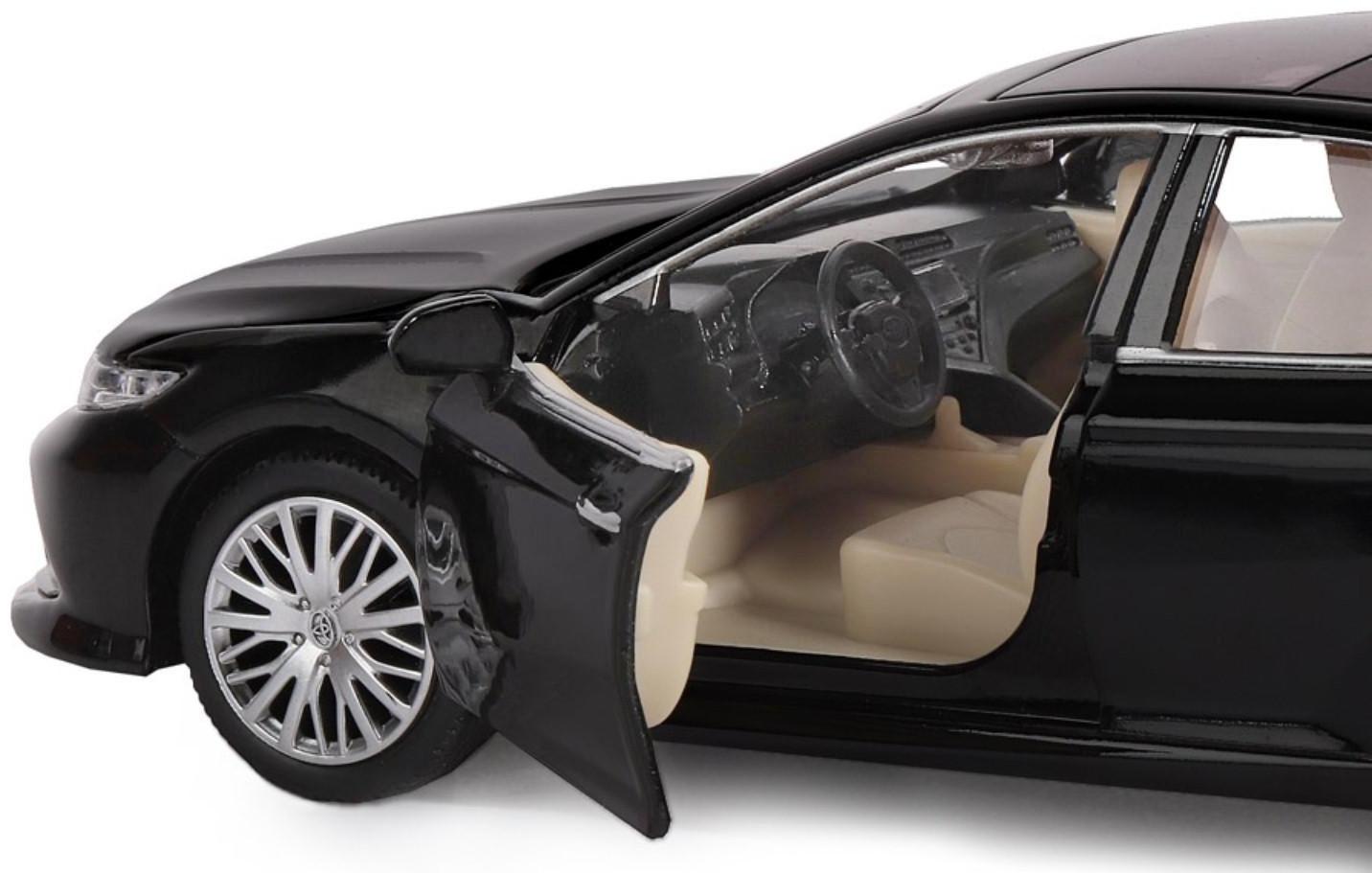 Машина металлическая Toyota Camry, 1:32,инерц, световые и звуковые эффекты, открываются двери, цвет чёрный