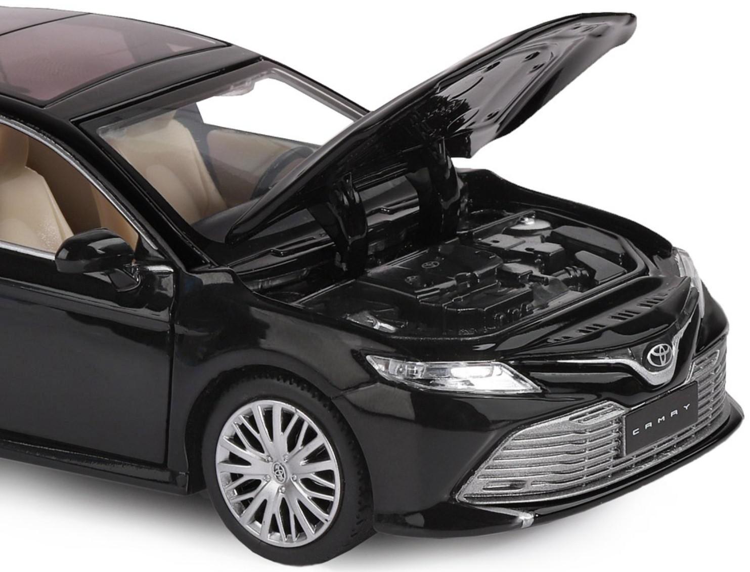 Машина металлическая Toyota Camry, 1:32,инерц, световые и звуковые эффекты, открываются двери, цвет чёрный