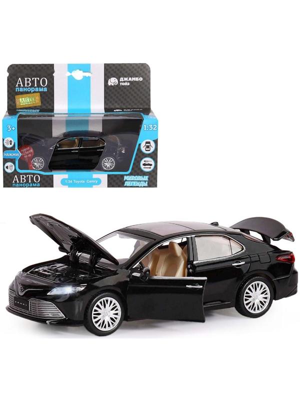 Машина металлическая Toyota Camry, 1:32,инерц, световые и звуковые эффекты, открываются двери, цвет чёрный