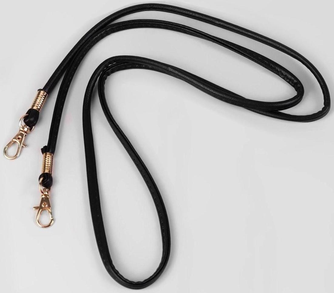 Ручка-шнурок для сумки, с карабинами, 120 × 0,6 см, цвет чёрный
