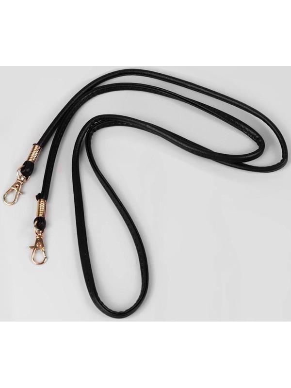 Ручка-шнурок для сумки, с карабинами, 120 × 0,6 см, цвет чёрный