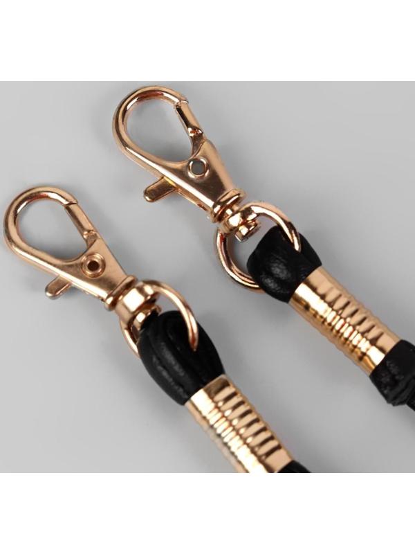 Ручка-шнурок для сумки, с карабинами, 120 × 0,6 см, цвет чёрный