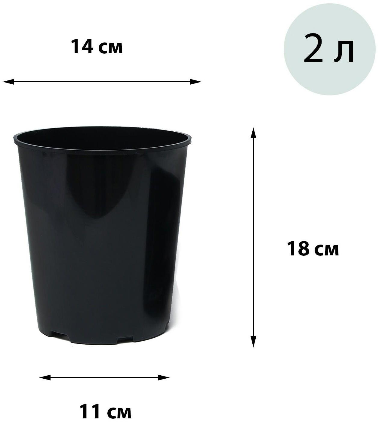 Горшок для рассады, 2 л, d = 14 см, h = 18 см, чёрный, Greengo