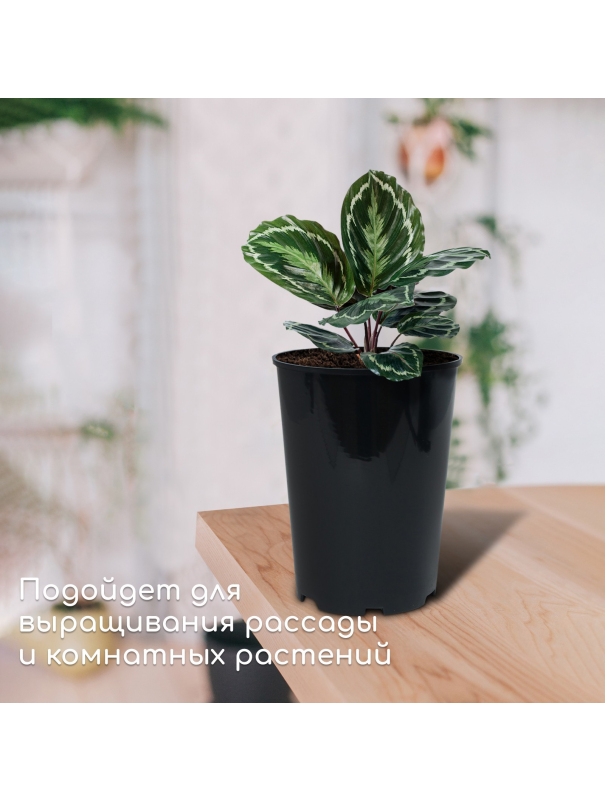Горшок для рассады, 2 л, d = 14 см, h = 18 см, чёрный, Greengo