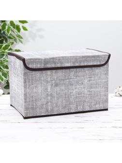 Короб стеллажный для хранения с крышкой «Ронда», 38×24×24 см, цвет серый