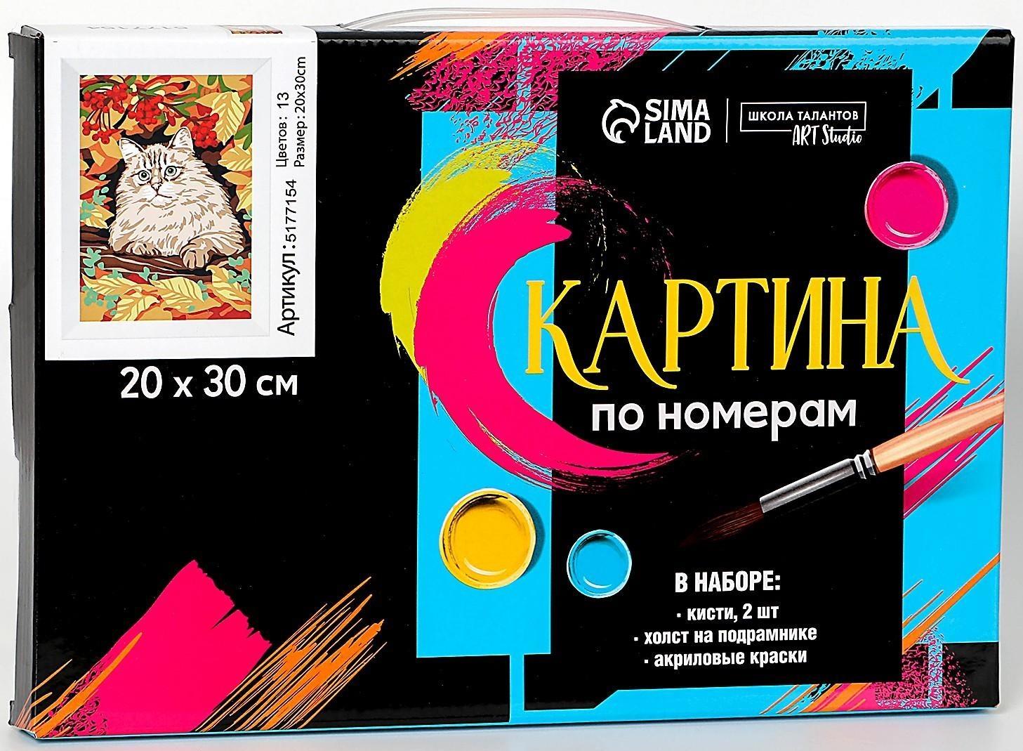 Картина по номерам на холсте с подрамником «Кот в осеннем лесу», 30х20 см