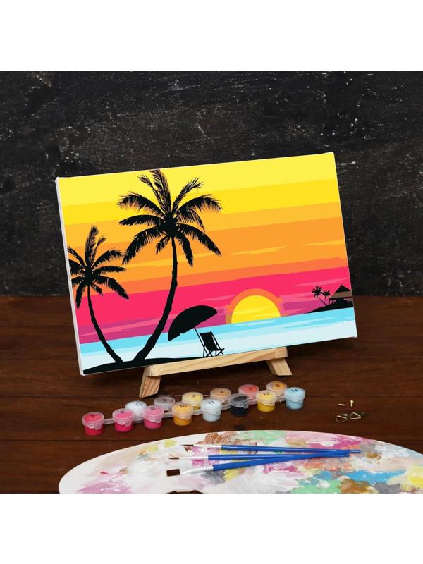 Картина по номерам на холсте с подрамником «Закат на море», 30х20 см