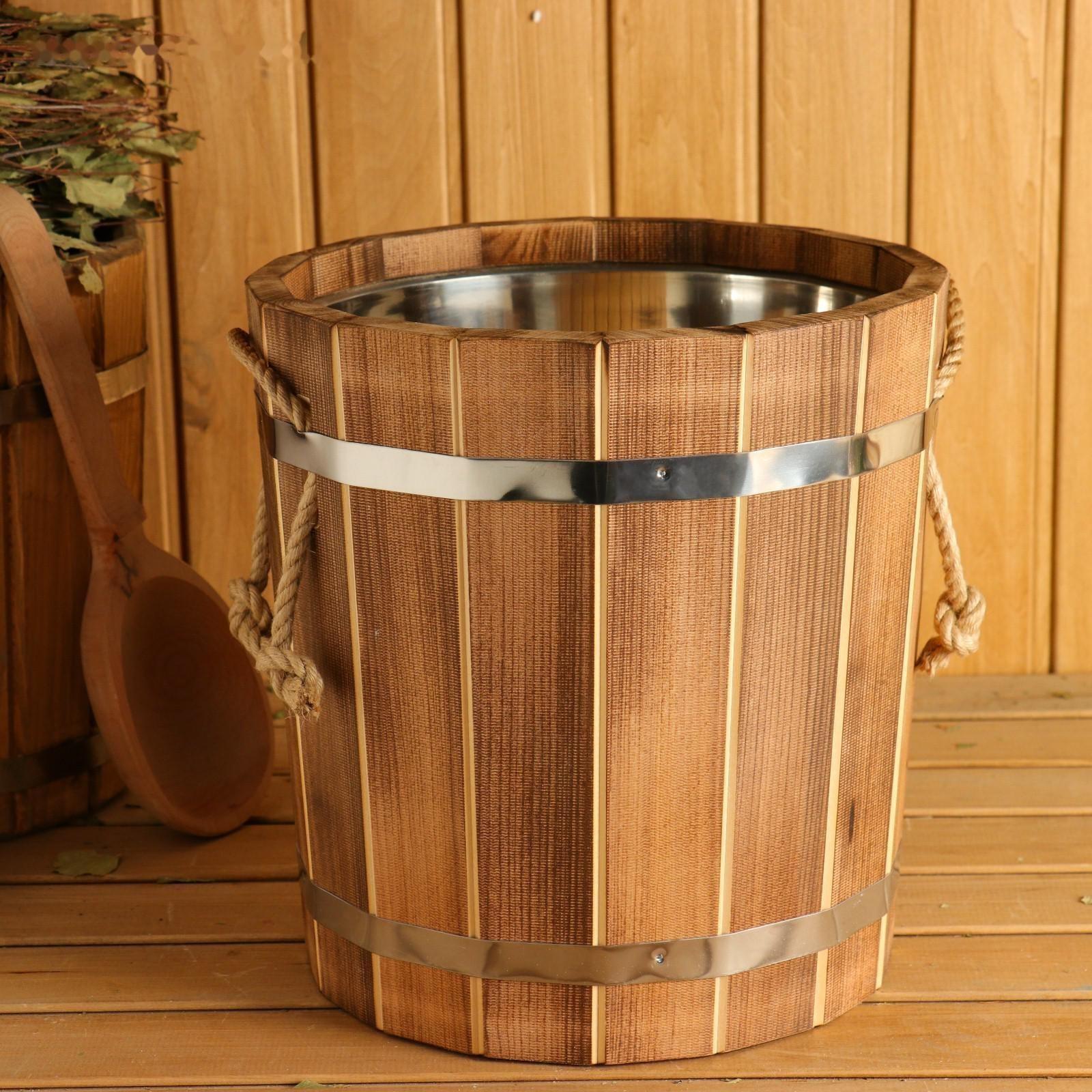 Запарник из липы, 15 л, с нержавеющей вставкой, 