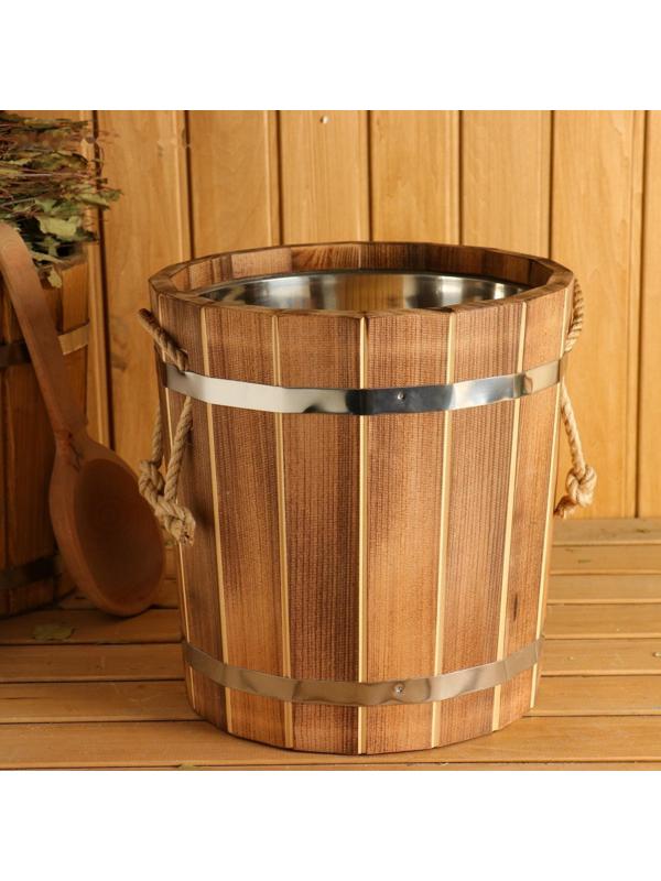 Запарник из липы, 15 л, с нержавеющей вставкой, 