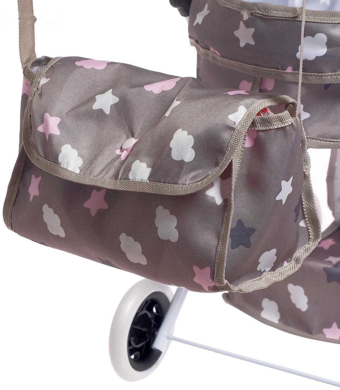 Коляска универсальная для кукол, с сумкой, с корзиной, металлический каркас