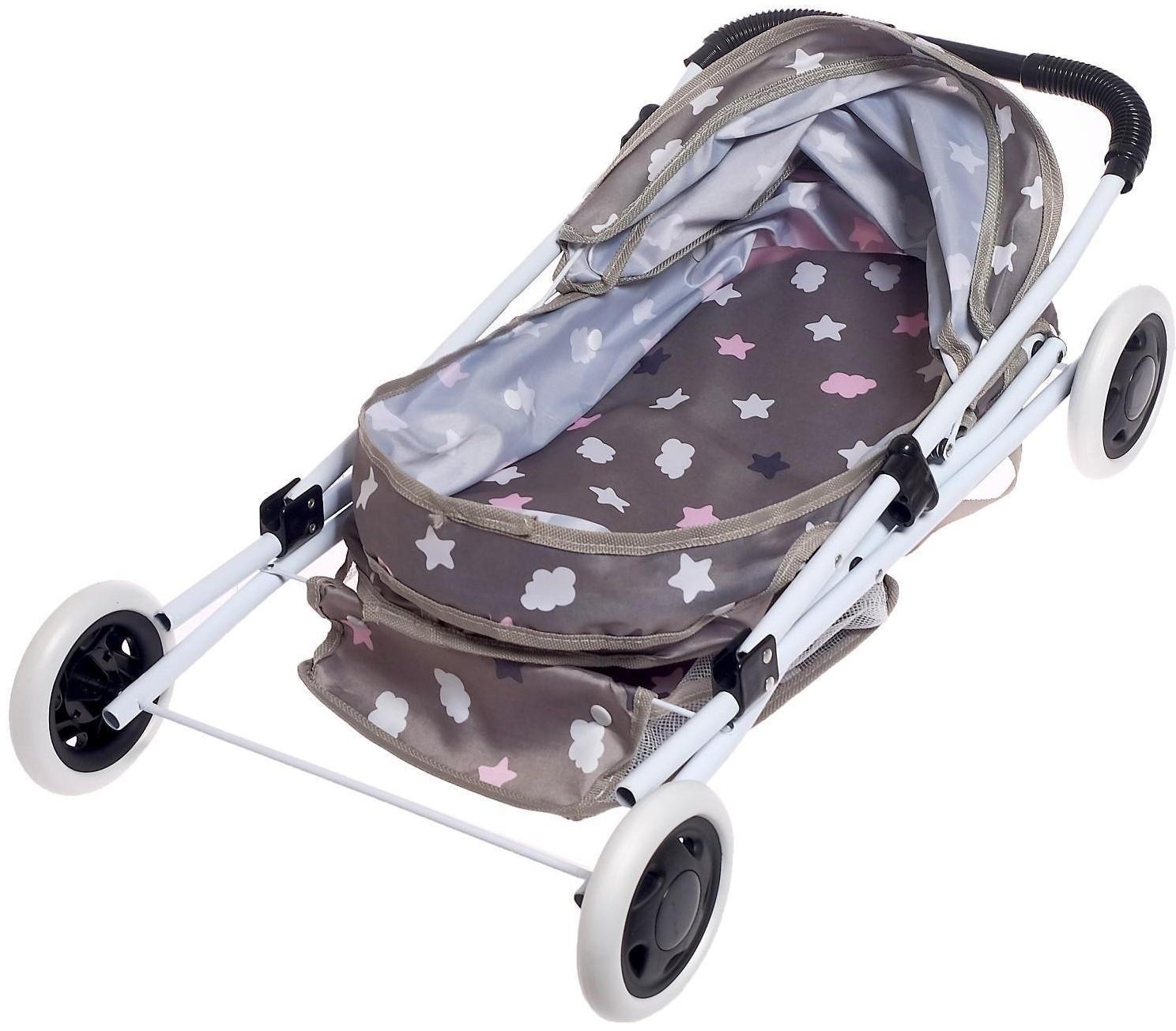Коляска универсальная для кукол, с сумкой, с корзиной, металлический каркас