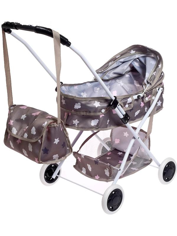 Коляска универсальная для кукол, с сумкой, с корзиной, металлический каркас