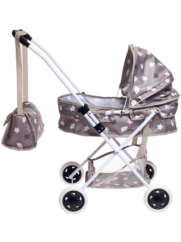 Коляска универсальная для кукол, с сумкой, с корзиной, металлический каркас