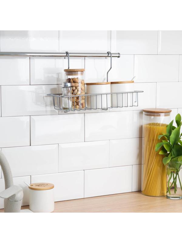 Полка для рейлинга прямоугольная, 1 ярус, 30×12×20,5 см, d=25 мм, цвет хром