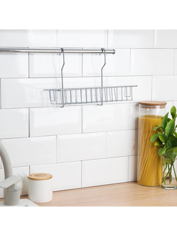 Полка для рейлинга прямоугольная, 1 ярус, 30×12×20,5 см, d=25 мм, цвет хром