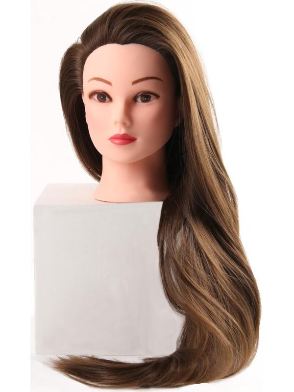 Голова учебная, искусственный волос, 75-80 см, без штатива, цвет тёмно-русый