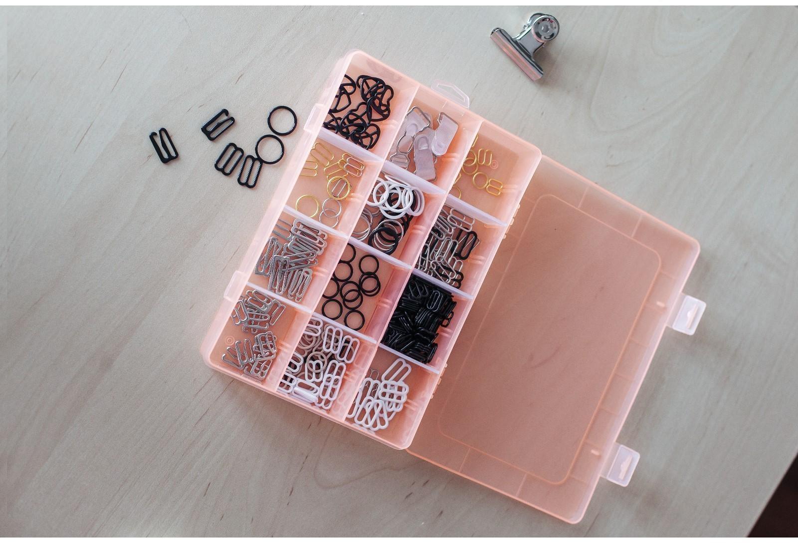 Набор для бретелей металлический: крючки, кольца, регуляторы, 10 мм, цвет белый