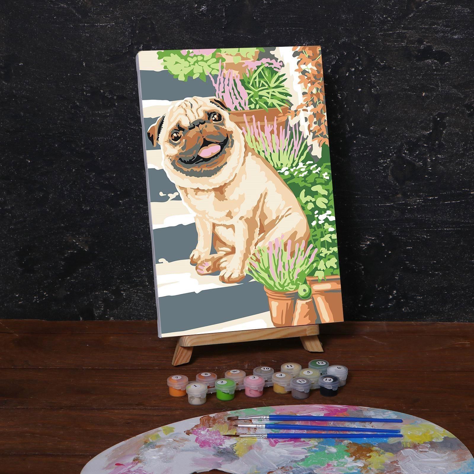 Картина по номерам на холсте с подрамником «Мопс» 20х30 см, 5222618