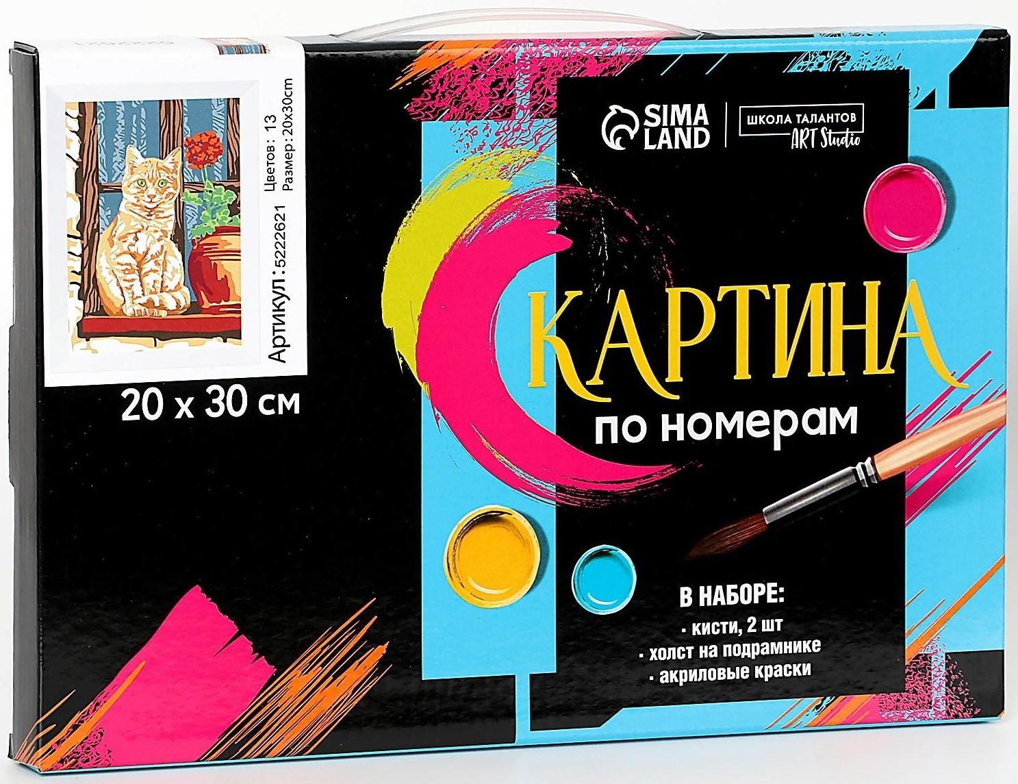 Картина по номерам на холсте с подрамником «Рыжий кот» 20х30 см