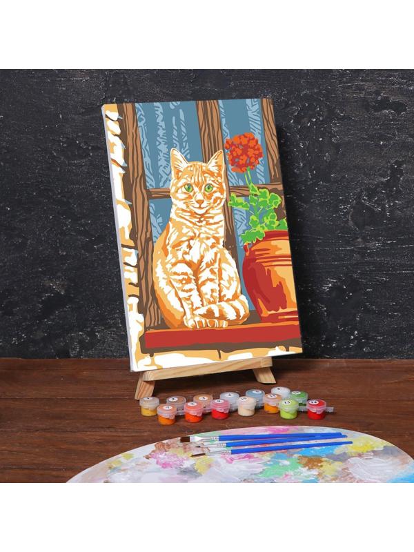 Картина по номерам на холсте с подрамником «Рыжий кот» 20х30 см