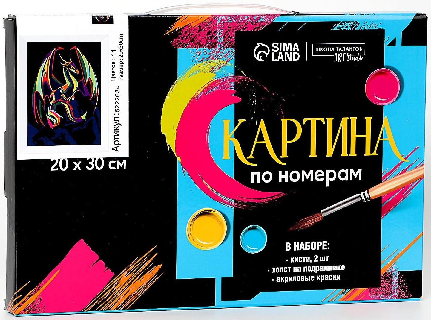 Картина по номерам на холсте с подрамником «Дракон» 20х30 см