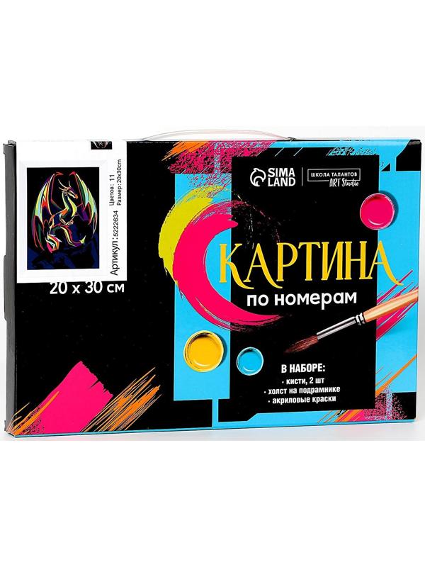 Картина по номерам на холсте с подрамником «Дракон» 20х30 см