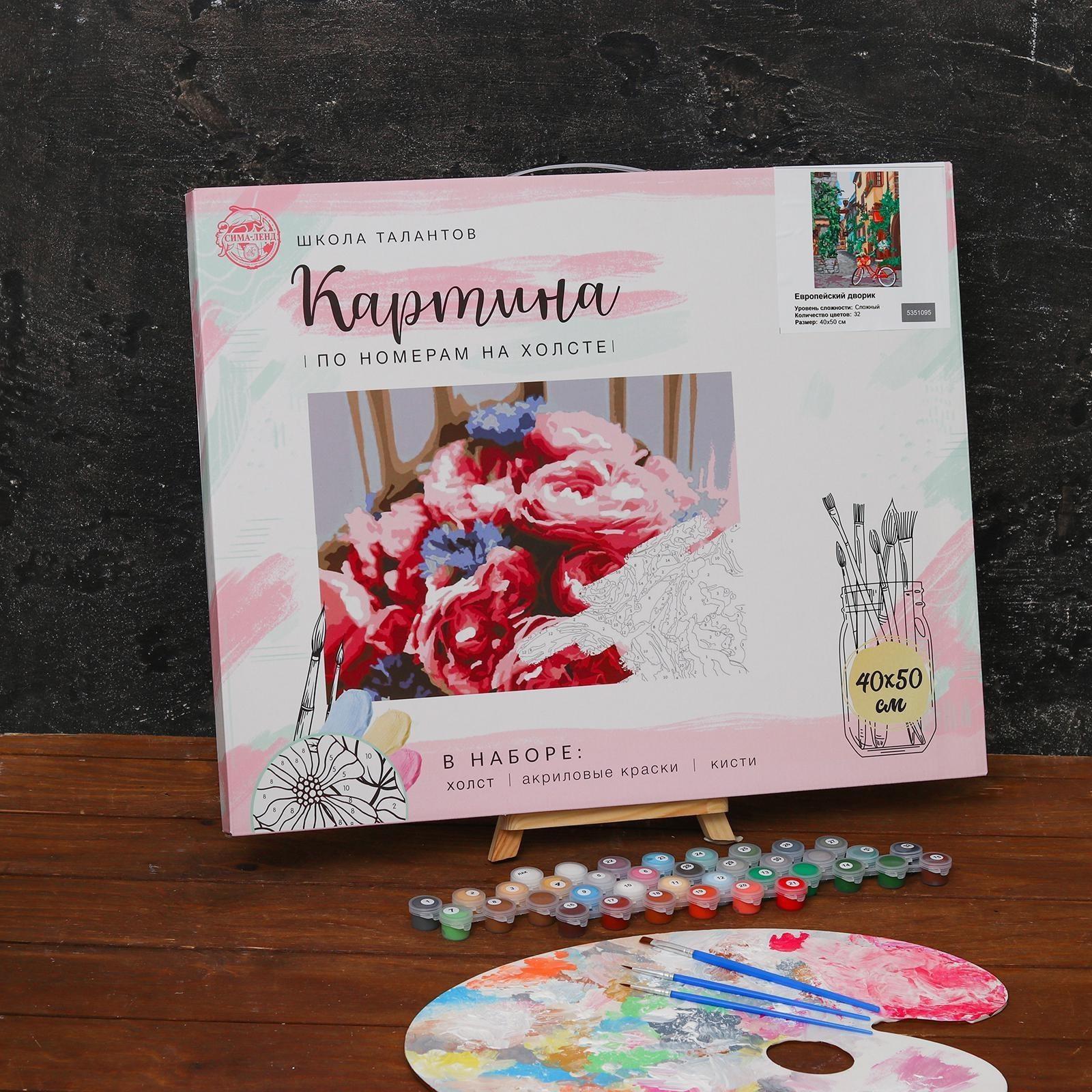 Картина по номерам на холсте с подрамником «Европейский дворик» 40х50 см