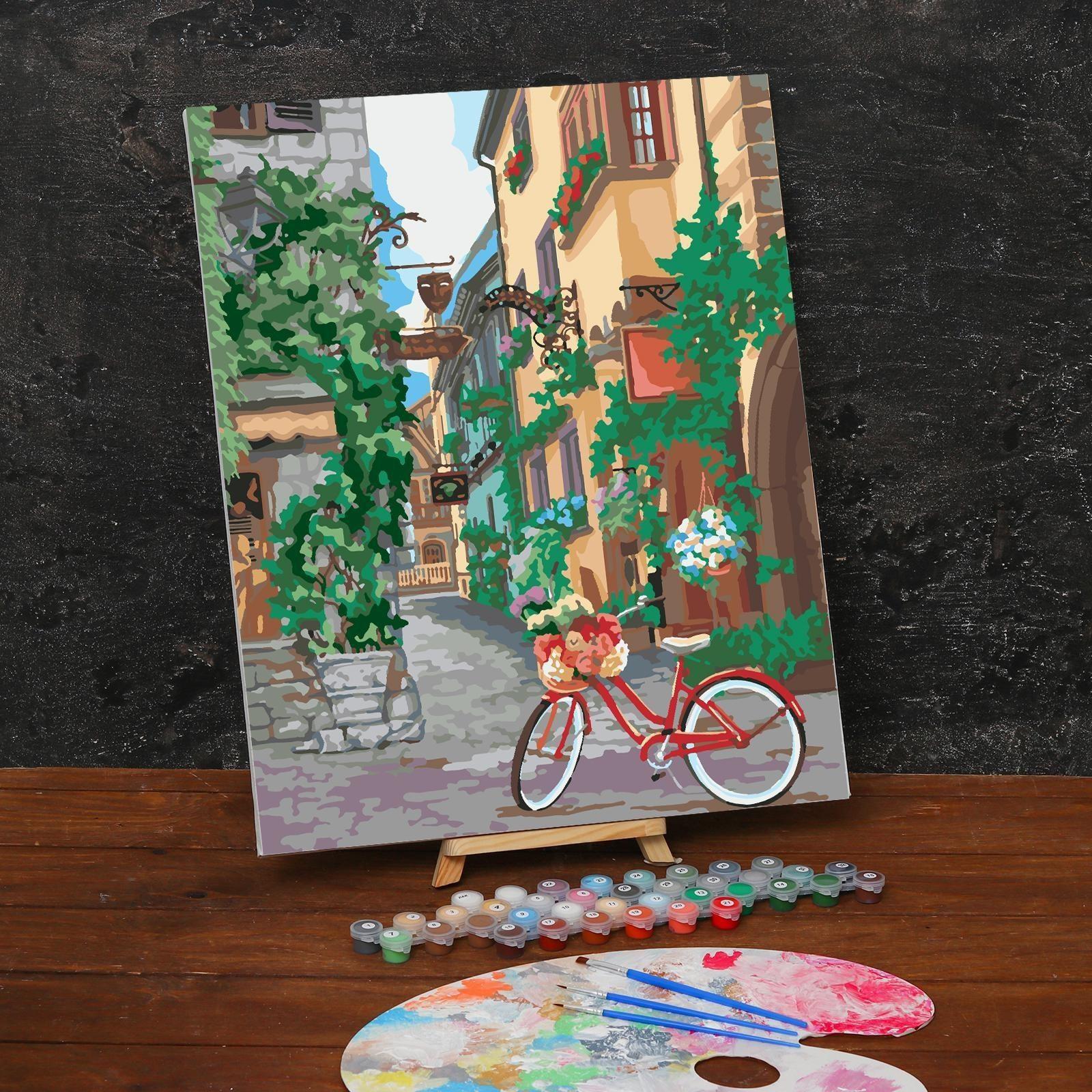 Картина по номерам на холсте с подрамником «Европейский дворик» 40х50 см