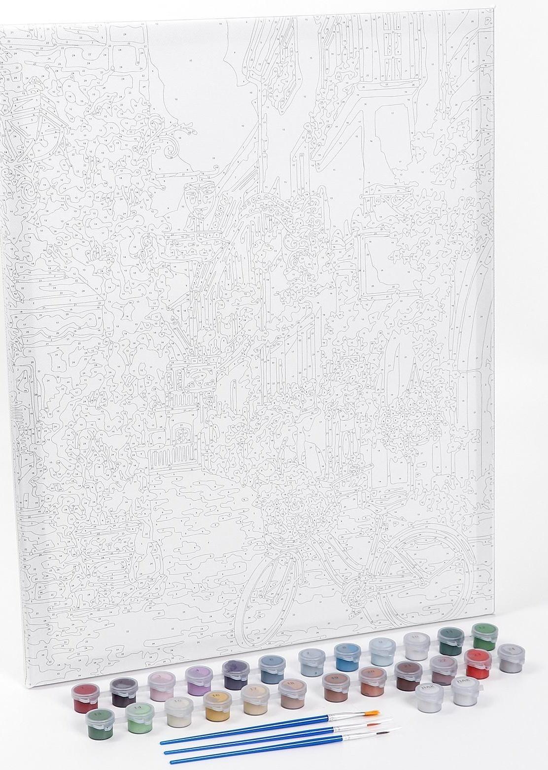 Картина по номерам на холсте с подрамником «Европейский дворик» 40х50 см