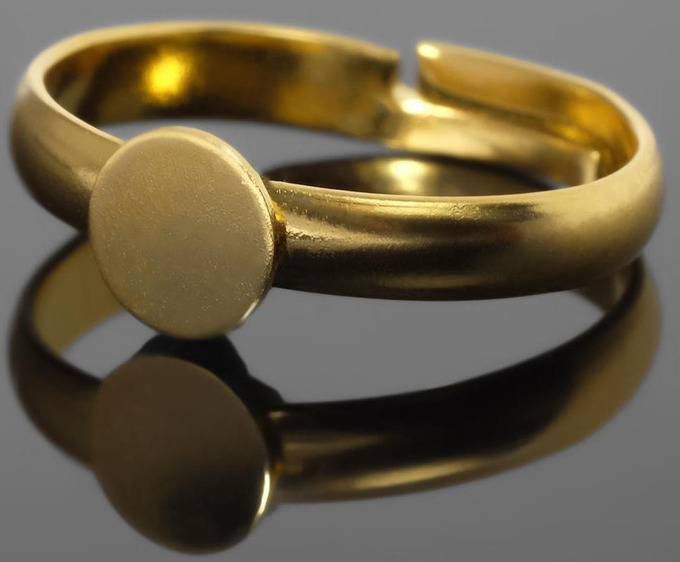 Основа для кольца регулируемая с платформой 6мм (набор 5шт), цвет золото