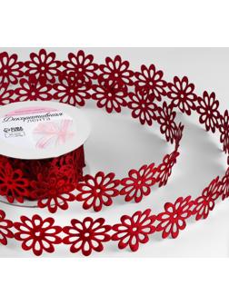 Лента фигурная «Крупный цветок», 40 мм, 9 ± 0,5 м, цвет бордовый