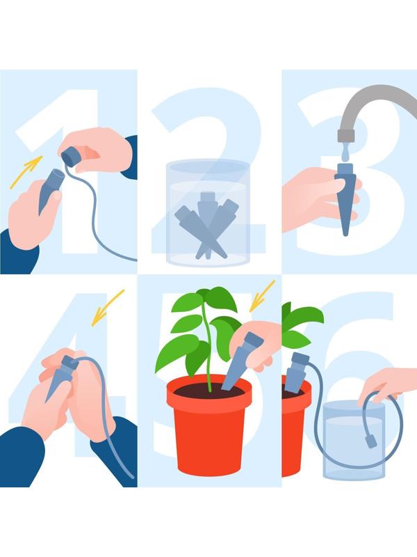 Автополив для комнатных растений, набор 2 шт., шланг 1 м