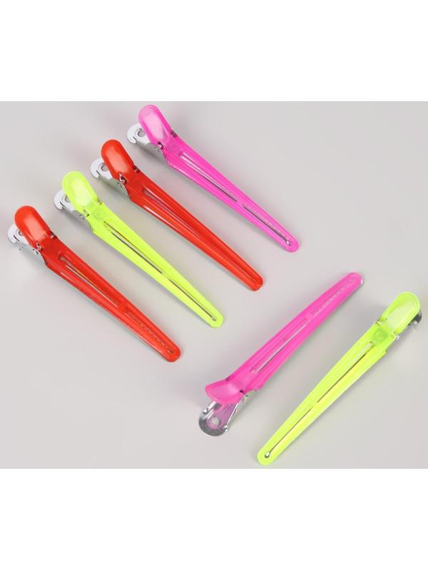 Набор зажимов для волос, 9,5 см, 6 шт, цвет МИКС