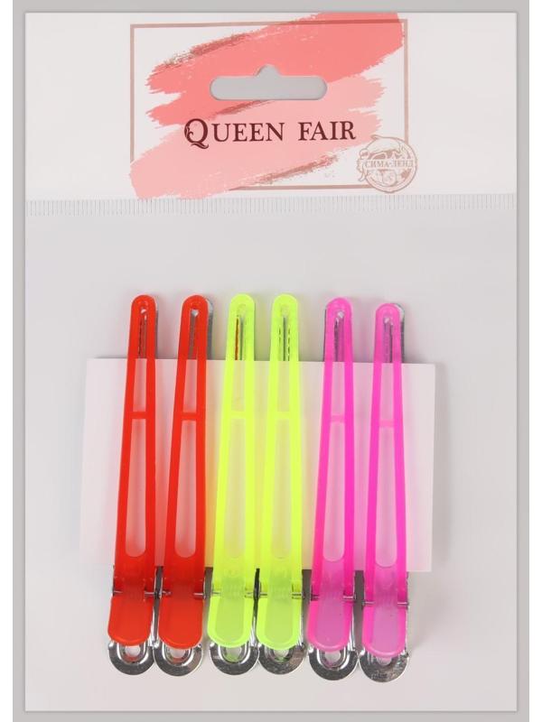 Набор зажимов для волос, 9,5 см, 6 шт, цвет МИКС