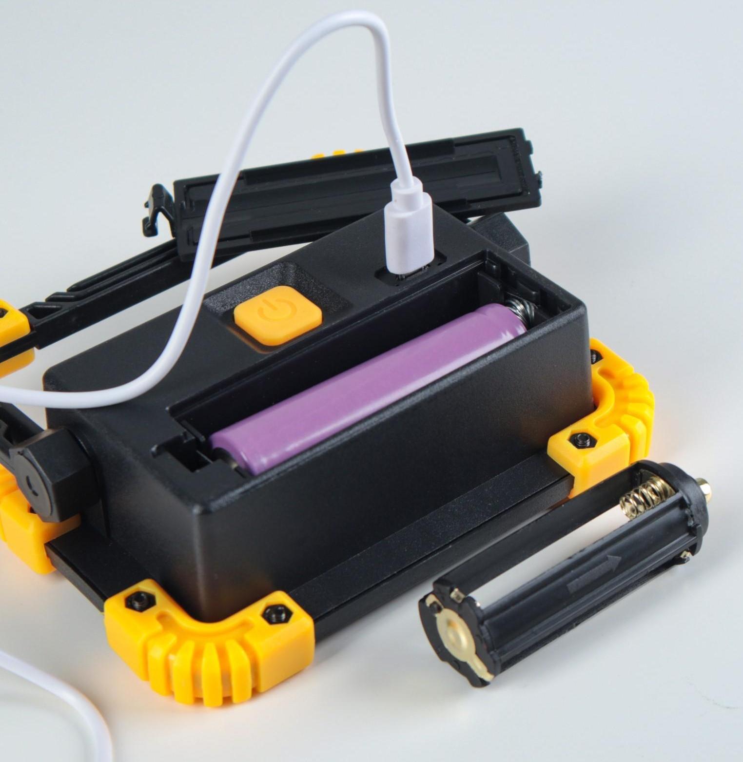 Светодиодный прожектор-светильник аккумуляторный, 9 Вт, 1200 мАч, 3 ААА, USB, 3 ч работы