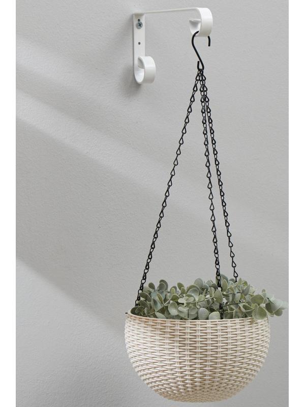 Кронштейн для кашпо, кованый, 22 см, металл, белый