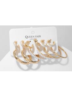 Серьги-кольца набор 6 пар 