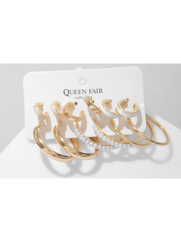 Серьги-кольца набор 6 пар 