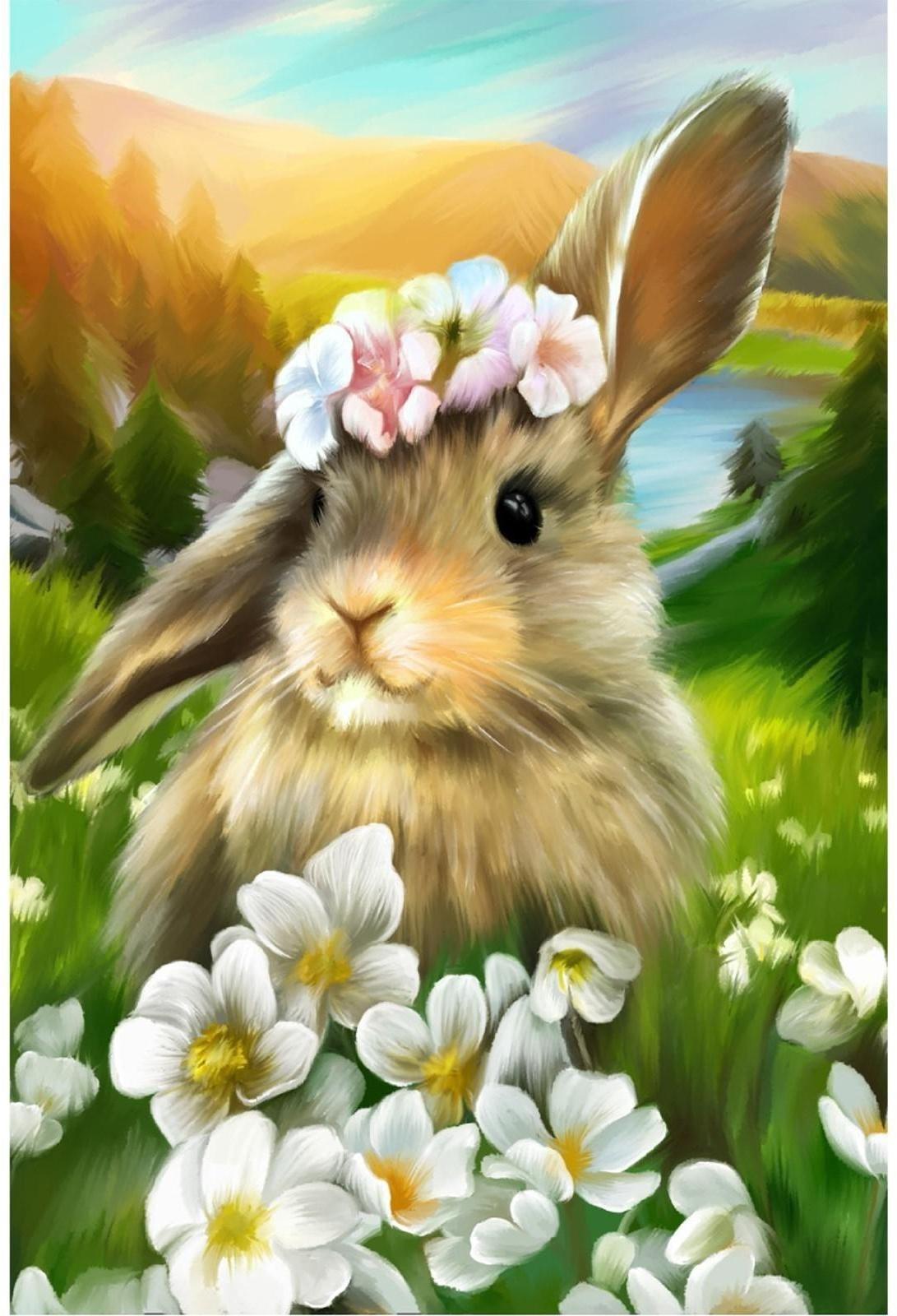 Алмазная мозаика с полным заполнением 20х30 «Зайка», холст