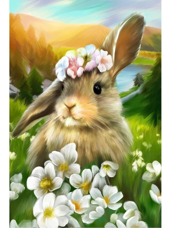 Алмазная мозаика с полным заполнением 20х30 «Зайка», холст