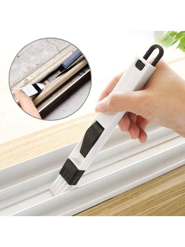 Щётка-кисть для очистки окон и узких проёмов, с совочком-скребком, цвет МИКС