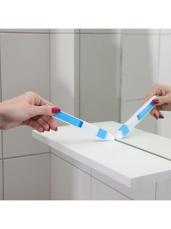 Щётка-кисть для очистки окон и узких проёмов, с совочком-скребком, цвет МИКС