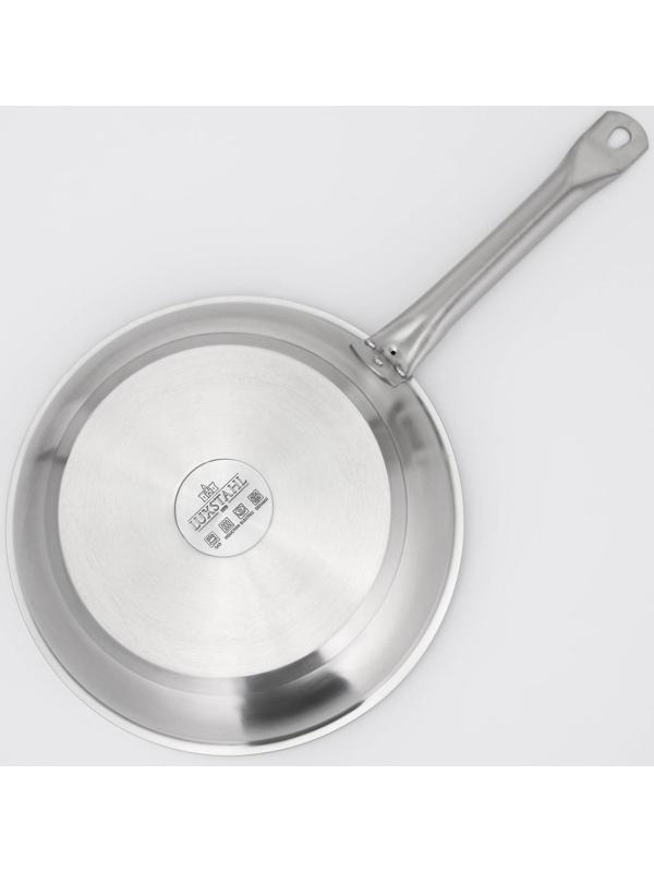 Сковорода, d=28 см, h=4 см, тройное дно, индукция, нержавеющая сталь, антипригарное покрытие