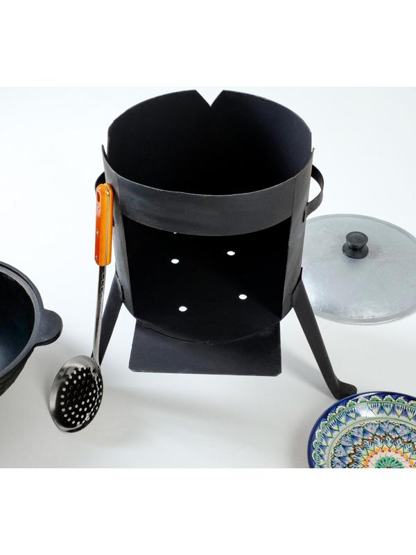 Набор для плова 4 предмета: казан 6л, печь под казан, ляган 25см, шумовка 43см