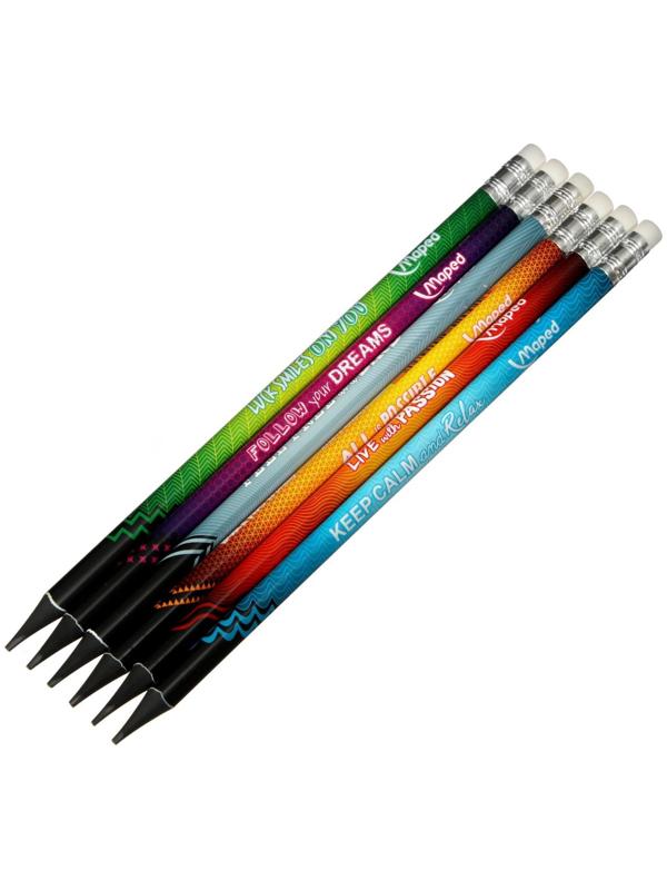 Карандаш чернографитный Maped Navy Pep`s Energy HB, пластиковый, с ластиком, треугольный, 6 штук в блистере